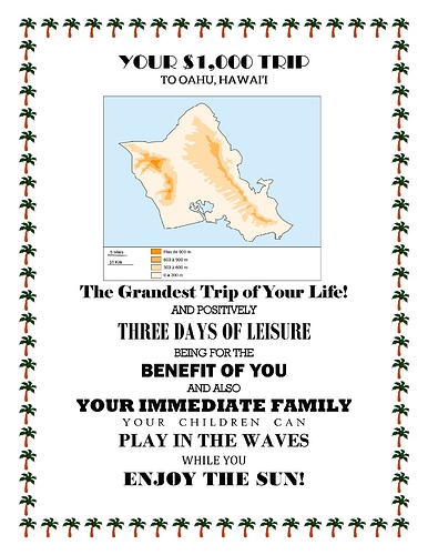 Trip to Oahu, Hawaii Poster
